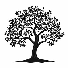 Obraz premium Silhouette Tree Vector Graphic: Nature Illustration with Organic Leaves for Woodland and Eco-Friendly Design