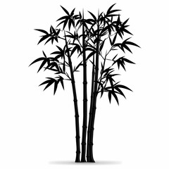 Obraz premium Eco-Friendly Bamboo Silhouette Design: Serene Botanical Nature Artwork in Japanese Culture