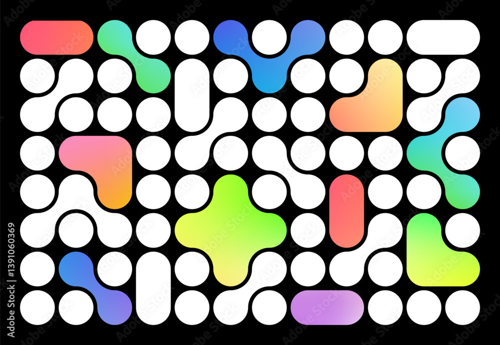 Leinwandbilder metaball shapes pattern. abstract dot connect background. vector organic blob icons design. tech geo