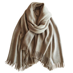 A Luxurious Wool Poncho in Soft Beige Isolated on Transparent Background