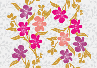 Indonesian Orchid Batik for textiles and various backgrounds