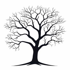 Obraz premium Leafless Tree Silhouette Vector: Gothic Art Meets Minimalist Botanical Illustration