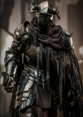 A bronze statue of a medieval knight with sword and shield, commemorating war history and honoring soldiers, located as a famous memorial in Russia's architecture