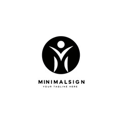 Minimal Sign Logo Design with Human Figure in Circle