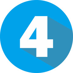 number four on blue background icon