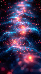 Obraz premium Neon Constellation Maps with Liquid Metallic Paths and Glowing Digital Connections in Cosmic Minimalism 