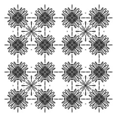 Obraz premium Geometric Black and White Floral Tile Pattern Repeat