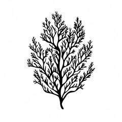 Fototapeta premium Black and White Coral Illustration: Underwater Flora and Marine Life Decorative Art