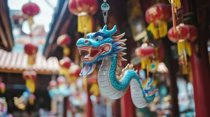 Temple Dragon Ornament, Asian Lanterns, Festive Background, Decoration