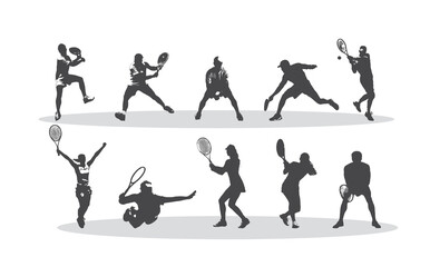 Tennis silhouettes, Vector set of tennis players