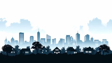 Urban Skyline Silhouette: Cityscape with Modern Architecture at Night