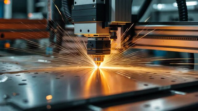 Macro videograph of metal engraving cuts. Conceptual backdrop of modern industrial technology.