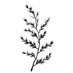 Naklejka premium Black and White Botanical Illustration of Leaves and Branches - Vector Silhouette Design