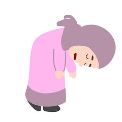 Cartoon Girl in Headscarf Performing a Deep Bow