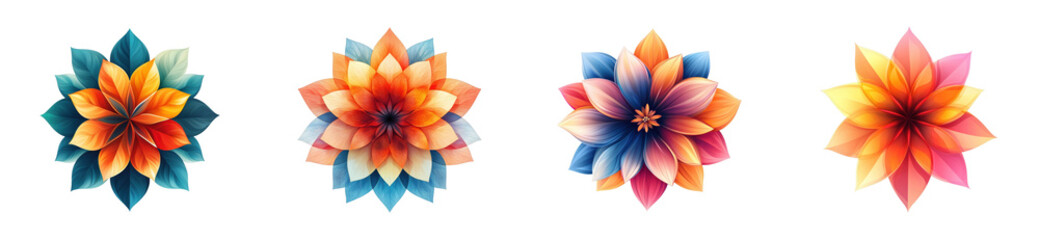 Vibrant floral display bright digital modern. Cut out set