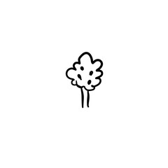 Hand-drawn Minimalist Line Art: Simple Oak Tree Illustration