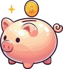Fototapeta premium 豚の貯金箱のイラスト 