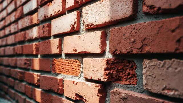 Crimson stone, masonry wall, and structure showcasing an outer texture design, architectural features, and concrete home aesthetics. Detailed view, building process, and mortar substance for
