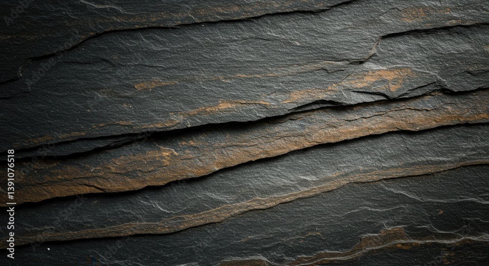 Poster Dark Slate Stone Texture Background with Natural Layered Patterns
