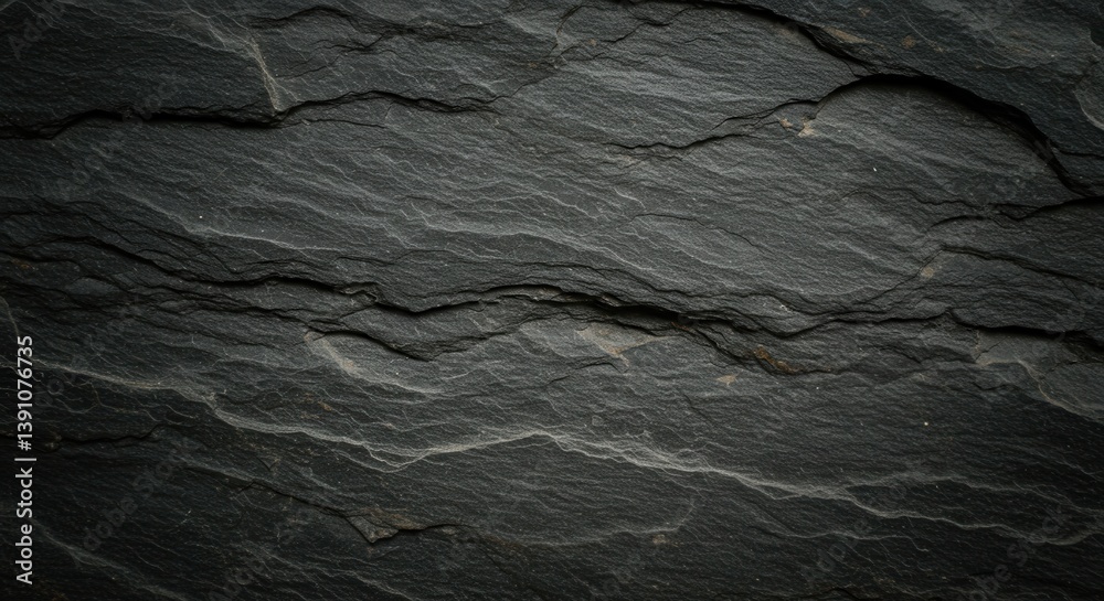 Poster close up dark gray slate stone texture background with natural pattern