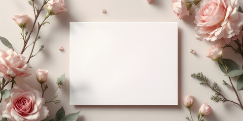 Elegant Pink Roses with Blank Space