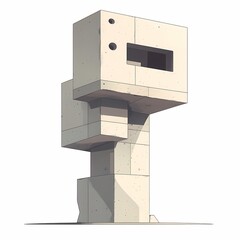 Modern Architectural Sculpture: Minimalist Geometric Concrete Form in Urban Design