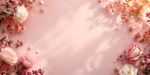 Beautiful Floral Arrangement on Pink Background