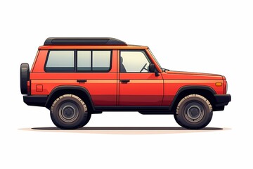 Orange SUV Vehicle Illustration - Side View Rugged 4x4 for Adventure Travel and Off-Road Journeys