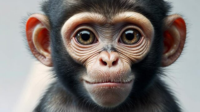 3-month-old Red-faced Spider Monkey on a white backdrop.