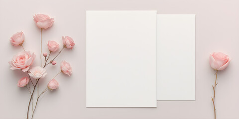 Elegant Pink Roses with Blank Paper
