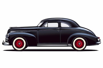 Fototapeta premium Vintage Car: Classic 1950s Automobile with Red Wheels - Retro Vehicle Illustration for Car Enthusiasts