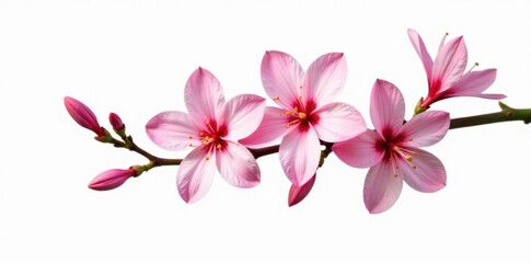 White background with a single isolated flower branch, flower branch, botanical photography