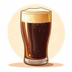 Golden Beer Illustration: Refreshing Craft Beer Glass with Frothy Foam for Pubs and Restaurants