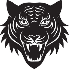 tiger head silhouette icon black logo design white background
