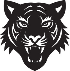 tiger head silhouette icon black logo design white background
