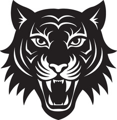 tiger head silhouette icon black logo design white background
