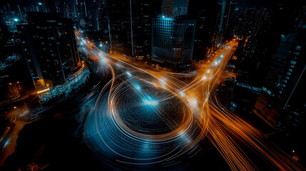 Fototapeta premium Drone Shows AI Streetlights Dimming