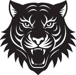 tiger head silhouette icon black logo design white background
