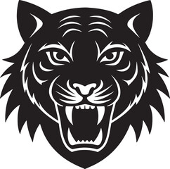 tiger head silhouette icon black logo design white background

