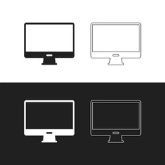 Computer monitor screen flat icon for apps and websites