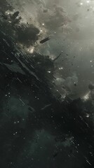 Dramatic Space Scene Asteroid Field Nebula Cosmic Debris Dark Matter