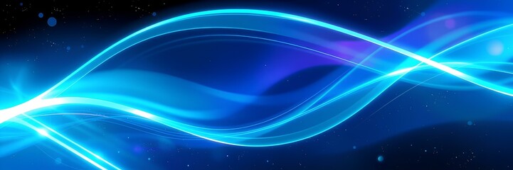 Naklejka premium Sleek Electric Blue Energy Streams Flowing Through Cosmic Night Sky with Luminous Light Trails