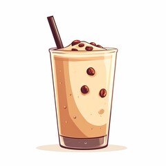 Iced Coffee Beverage with Whipped Cream and Chocolate: Refreshing Café Drink in Modern Digital Art