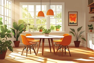 Fototapeta premium Modern Minimalist Home Interior Design: Chic and Cozy Decor with Natural Light and Stylish Furniture