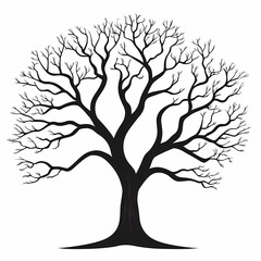 Obraz premium Leafless Black Tree Silhouette: Minimalist Nature Illustration for Decorative Design