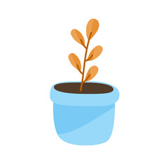 Pastel Blue Potted Plant with Autumnal Hues
