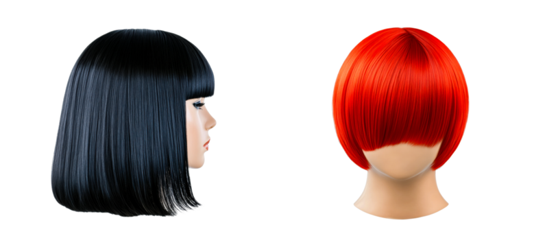 Hair styling trends bold colors and cuts salon environment profile. Cut out set
