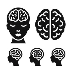Human brain icon set. Thinking, mind refresh, brain health, creative vector illustration.