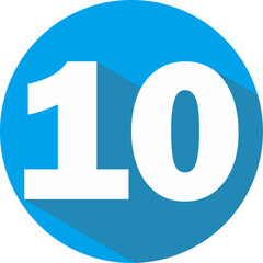 number ten on blue background icon
