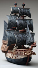 Elegant Wooden Nautical Ship Model: Detailed Maritime Craftsmanship for Coastal Decor